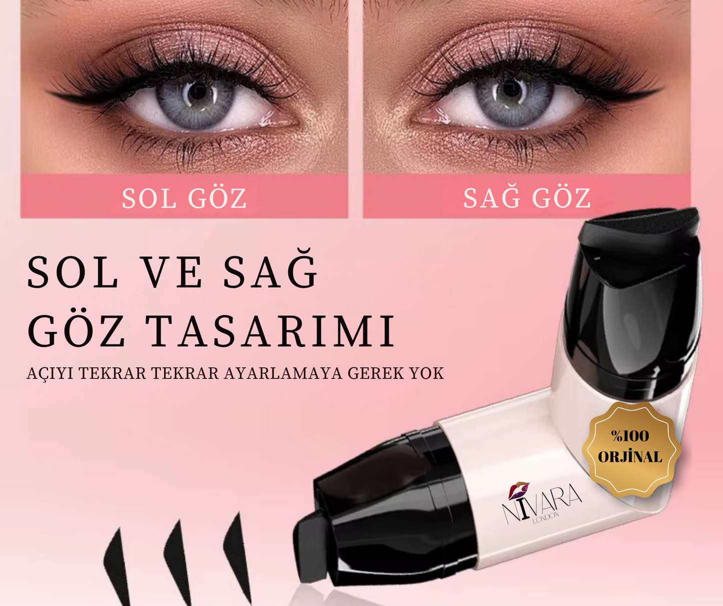Çift Başlı Özel Markalı Eyeliner Kanat Damga Kalemi
